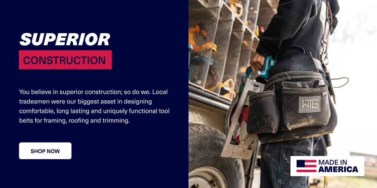 Weaver tool gear provides tool belts made with superior construction in mind.