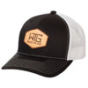 Cap with Leather Patch, Black/White